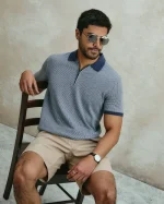 Polo Cuello Camisa Hombre Eidan Azul Real - Imagen 3